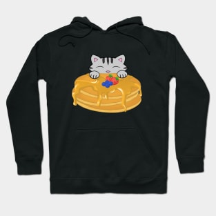 Cute grey cat eating a pancake Hoodie